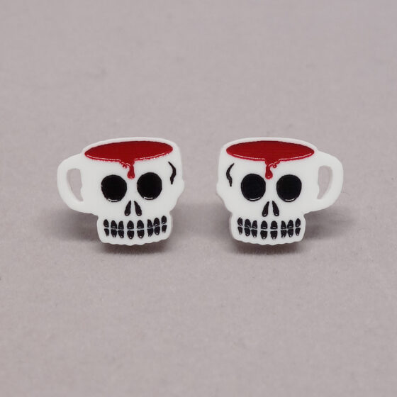 Boucle d'oreilles tasse crâne blanc