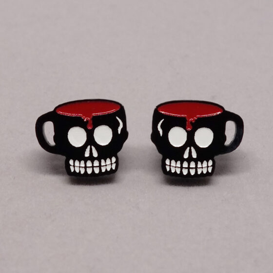 Boucle d'oreilles tasse crâne noir