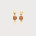 Boucles d'oreilles bille de bois et pierre naturelle