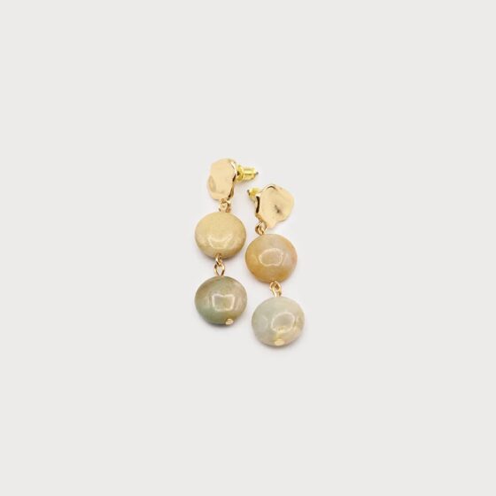Boucles d'oreilles disque martelé et pierres naturelles