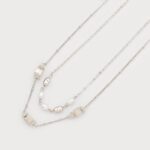 Collier 2 rangs avec perles d'imitation Argent