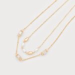 Collier 2 rangs avec perles d'imitation Or