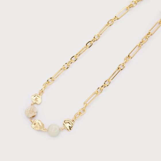 Collier alternant pierres naturelles et métal