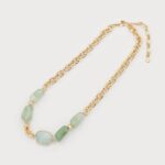 Collier en pierre avec gouttes acrylique Vert
