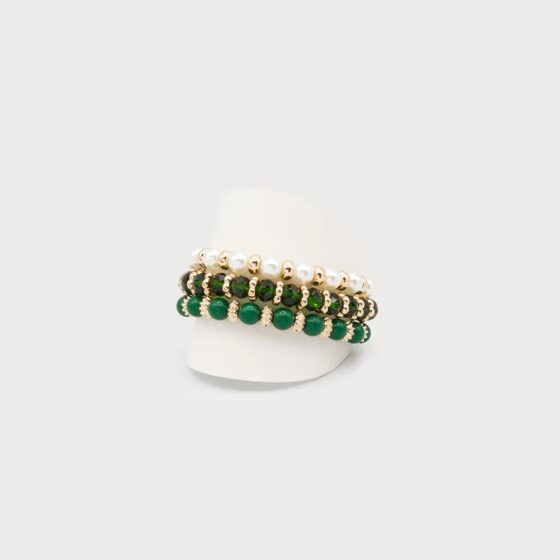 Ensemble de 3 bracelets sur élastique Émeraude