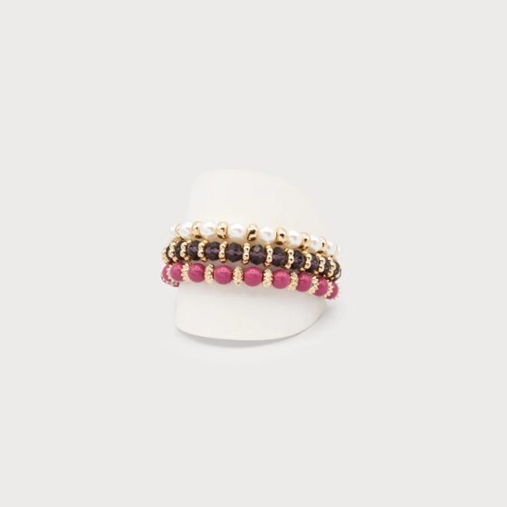 Ensemble de 3 bracelets sur élastique Violet