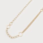 Long collier anneaux entremêlés et chaînes Or
