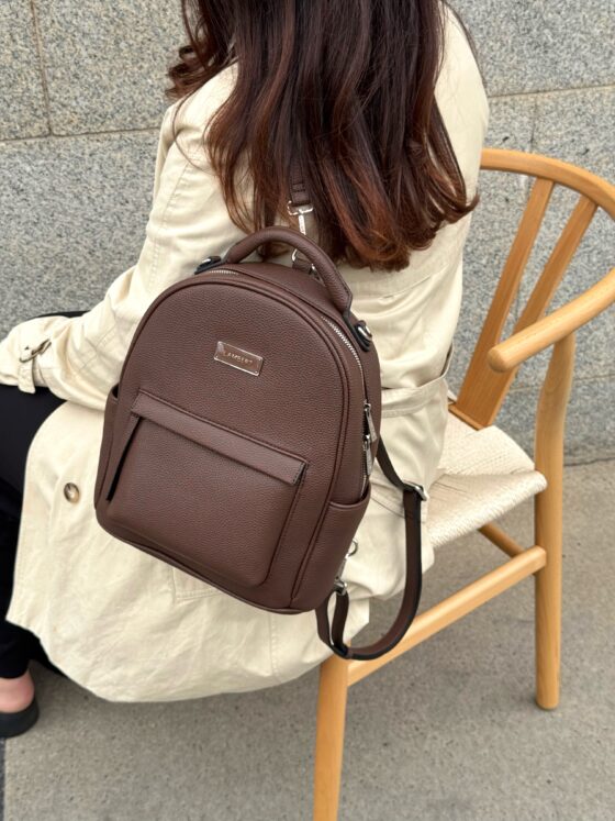 Sac à dos multifonction Le Maude en cuir vegan Chocolat