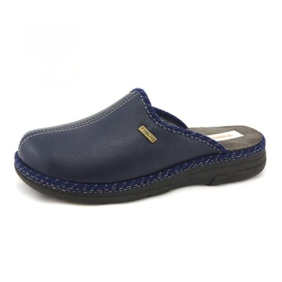 Pantoufle mule en cuir pour homme Bleu