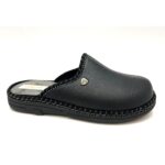 Pantoufle mule en cuir pour homme Noir
