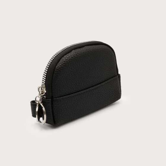 Pochette à monnaie avec zip et porte-clés Noir
