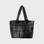 Sac fourre-tout matelassé avec zip et ganses Noir