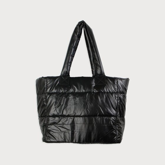Sac fourre-tout matelassé avec zip et ganses Noir