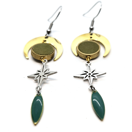 Boucles d'oreilles Étoile du Nord Vert et sarcelle