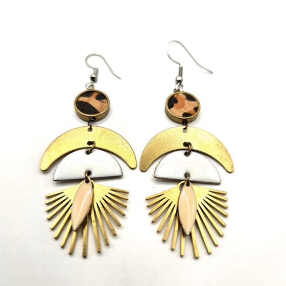 Boucles d'oreilles Grue Léopard