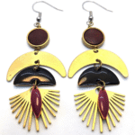 Boucles d'oreilles Grue Rouge et noir