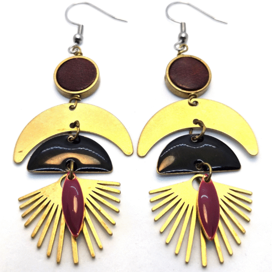 Boucles d'oreilles Grue Rouge et noir