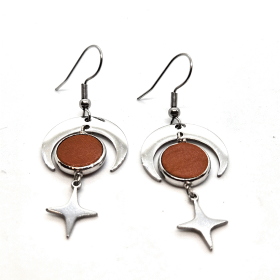 Boucles d'oreilles Mini - Étoile Orange brûlé
