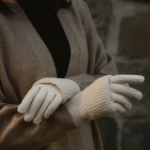 Gants chauffe-poignets côtelés en faux suède Brun