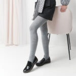 Collant en laine mérinos uni couleur flanelle