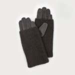 Gants chauffe-poignets côtelés en faux suède Gris foncé