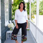 Gaucho 7/8 amaretto Noir et fleuri