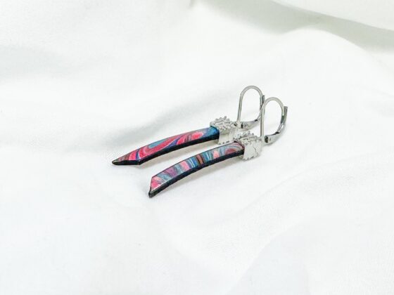 Boucle d'oreille impression Océanique magenta