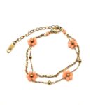 Bracelet Fée Double - Fleurs Saumon Saumon