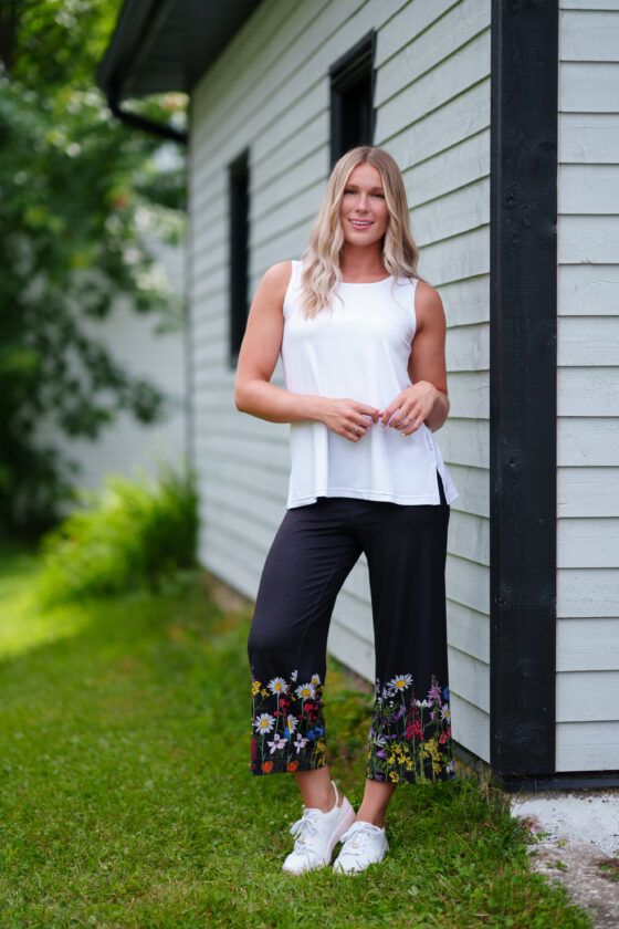 Gaucho 7/8 amaretto Noir et fleuri