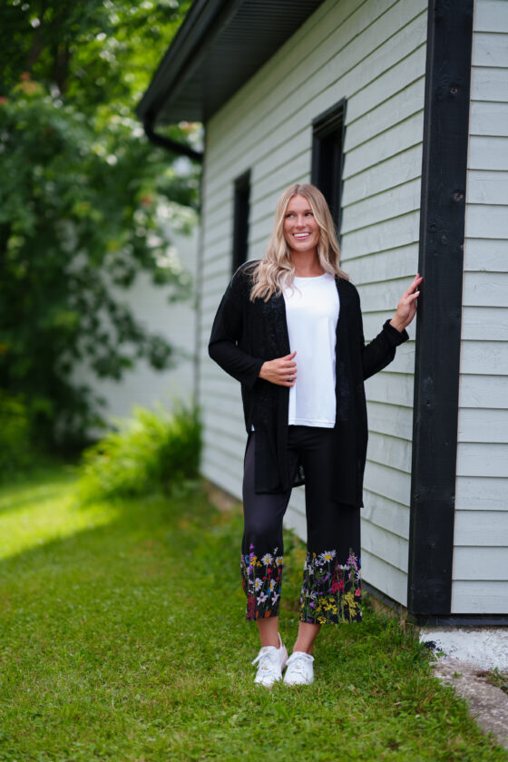 Gaucho 7/8 amaretto Noir et fleuri