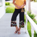 Gaucho 7/8 amaretto Noir et fleuri