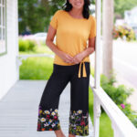 Gaucho 7/8 amaretto Noir et fleuri