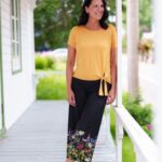 Gaucho 7/8 amaretto Noir et fleuri