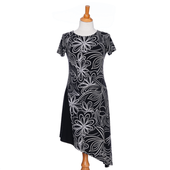 Robe Kir royal Floral noir et blanc
