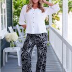 Coco palazzo Black and white floral 