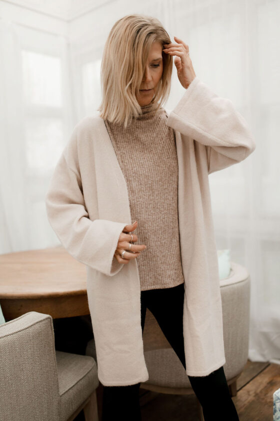 Cardigan tricot éthique coupe décontractée Avoine