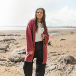 Cardigan tricot éthique coupe décontractée Framboise