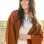 Cardigan tricot éthique coupe décontractée Rouille