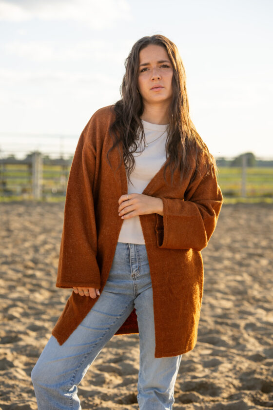 Cardigan tricot éthique coupe décontractée Rouille