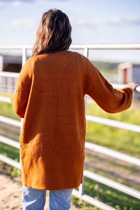 Cardigan tricot éthique coupe décontractée Rouille