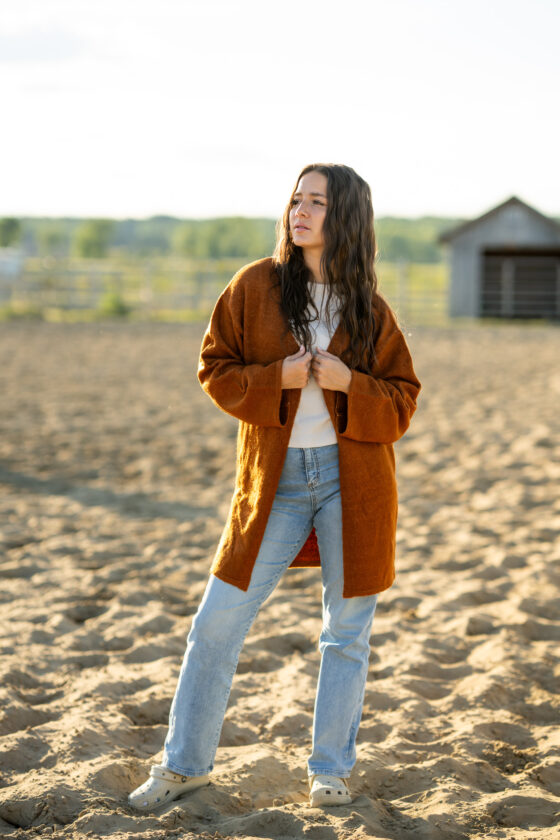 Cardigan tricot éthique coupe décontractée Rouille