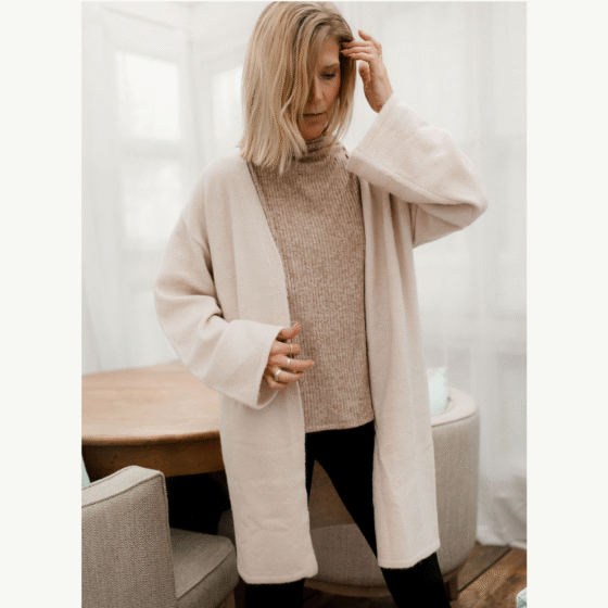 Cardigan tricot éthique coupe décontractée Avoine