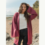 Cardigan tricot éthique coupe décontractée Framboise