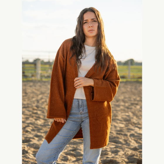 Cardigan tricot éthique coupe décontractée Rouille