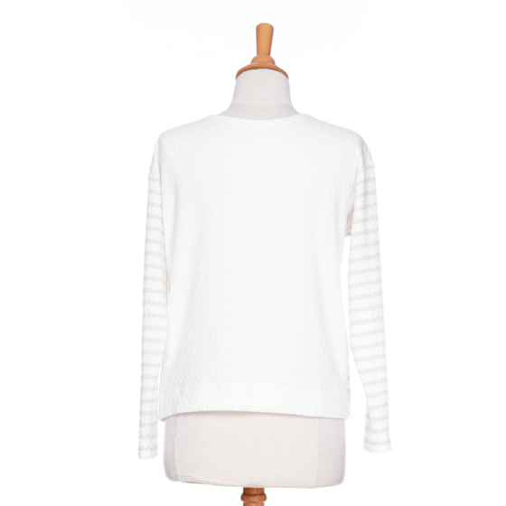 Collins reversible sweater Striped sand and white