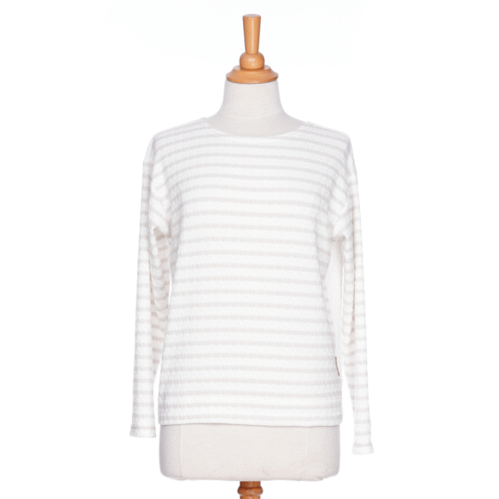 Collins reversible sweater Striped sand and white