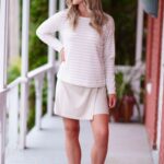 Collins reversible sweater Striped sand and white