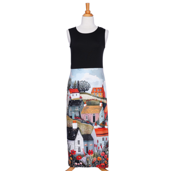 7/8 Mimosa dress Black and landscape