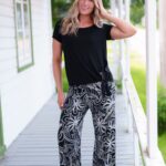 Coco palazzo Black and white floral 