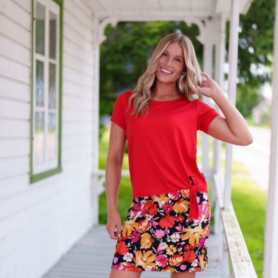 T-shirt tropical Rouge